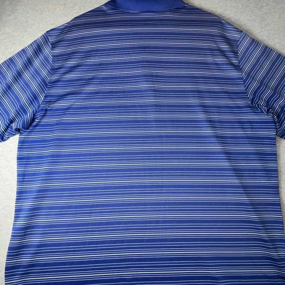 Nike Golf Dri-FIT Mens Polo Shirt XXL Blue/White Striped Short Sleeve Polyester